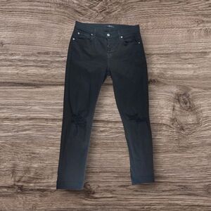 7 For All Mankind Black Ankle Cropped Distressed Jeans Size 26